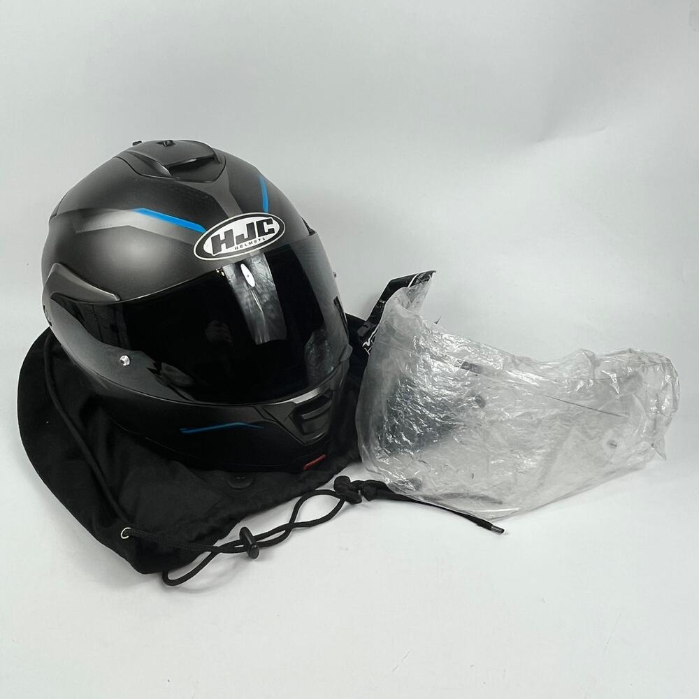 HJC IS-MAX 2 Dova Modular Motorcycle Helmet Medium MC-2SF Black Blue w/ Sena Mic